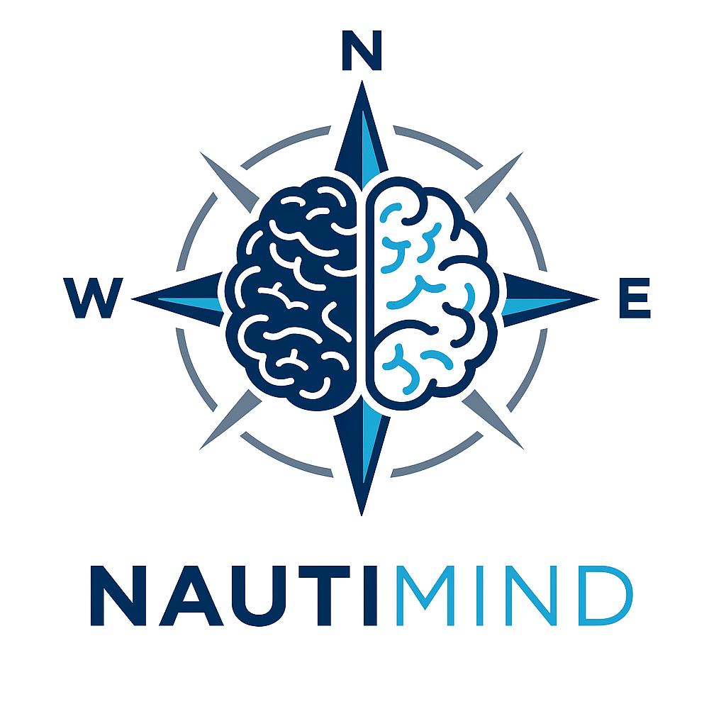 NautiMind Logo: Compass Rose with Brain